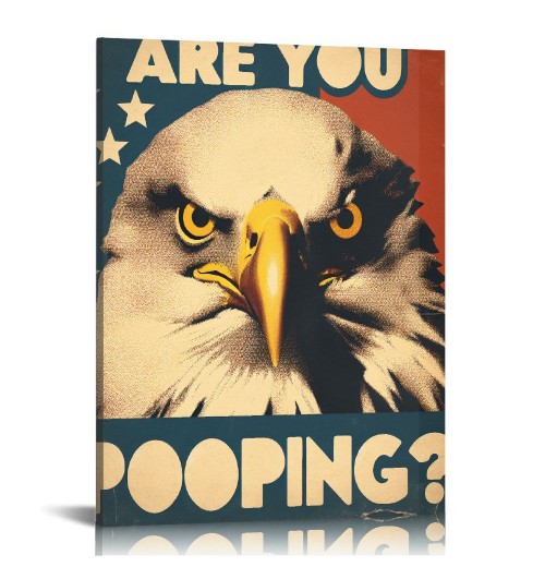 QKZF Eagle Are You Pooping Sign Eagle Wall Decor Eagle Lovers Gift Modern Framed Wall Art For Bathroom Restroom Toilet Home Bar Restaurant Cafe Shop