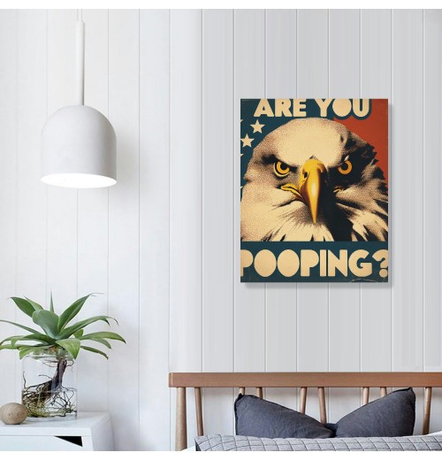 QKZF Eagle Are You Pooping Sign Eagle Wall Decor Eagle Lovers Gift Modern Framed Wall Art For Bathroom Restroom Toilet Home Bar Restaurant Cafe Shop