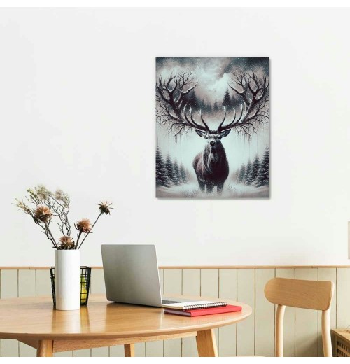 QKZF Canvas Wall Art,Exotic Deer Print Canvas Painting for Bedroom Living Room Kitchen Bathroom Corridor Dining Room Hotel Decor