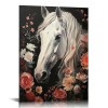 QKZF Canvas Wall Art,Horse Behind Print Canvas Painting for Bedroom Living Room Kitchen Bathroom Corridor Dining Room Hotel Decor