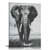 QKZF Black And White Wall Art Canvas Painting Framed Elephant Wall Decor Ready To Hang For Living Room Bedroom Bathroom Home OfficeWall Paintings