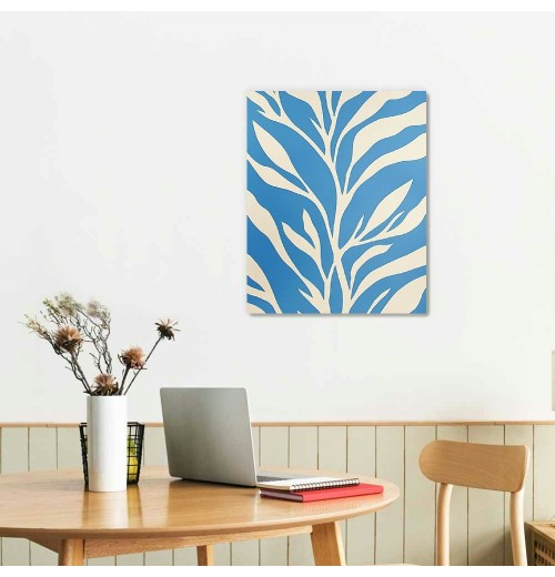 QKZF Canvas Wall Art,Blue Leaves Print Canvas Painting for Bedroom Living Room Kitchen Bathroom Corridor Dining Room Hotel Decor