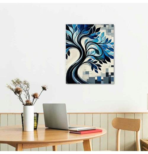 QKZF Blue Tree Flowers Oil Paintings on Canvas Abstract Art Pictures Canvas Wall Art Paintings Modern Home Decor Abstract Paintings Ready to Hang