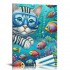 QKZF Cat's Framed Canvas Wall Art Diving Scene Ready to Hang Ideal for Living Room Home Bedroom Decoration