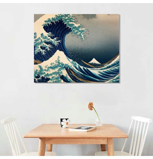 QKZF Great Wave of Kanagawa Katsushika Hokusai Giclee Canvas Prints Wall Art Abstract Seascape Pictures Paintings for Living Room Home Decorations Large Modern Stretched and Framed Sea Artwork