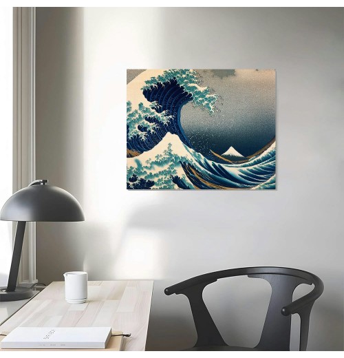 QKZF Great Wave of Kanagawa Katsushika Hokusai Giclee Canvas Prints Wall Art Abstract Seascape Pictures Paintings for Living Room Home Decorations Large Modern Stretched and Framed Sea Artwork