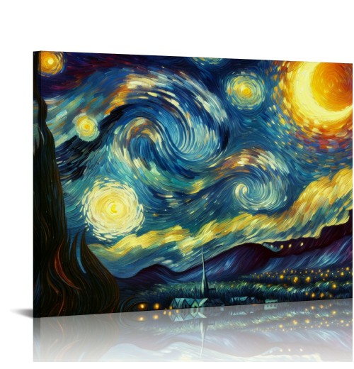 QKZF Starry Night Canvas Print of Van Gogh Oil Paintings Reproduction Modern Canvas Print Artwork Abstract Landscape Pictures Printed on Canvas Wall Art for Home Office Decorations