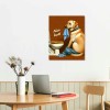 QKZF Dog and Toilet Paper Bathroom Wall Art Your Napkin Modern Poster Artwork Restroom Decoration Framed Oil Painting