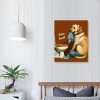 QKZF Dog and Toilet Paper Bathroom Wall Art Your Napkin Modern Poster Artwork Restroom Decoration Framed Oil Painting