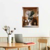 QKZF Elephant Canvas Wall Art Seated on the Home Decor for Bathroom or Framed Artwork Ready to Hang