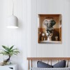 QKZF Elephant Canvas Wall Art Seated on the Home Decor for Bathroom or Framed Artwork Ready to Hang