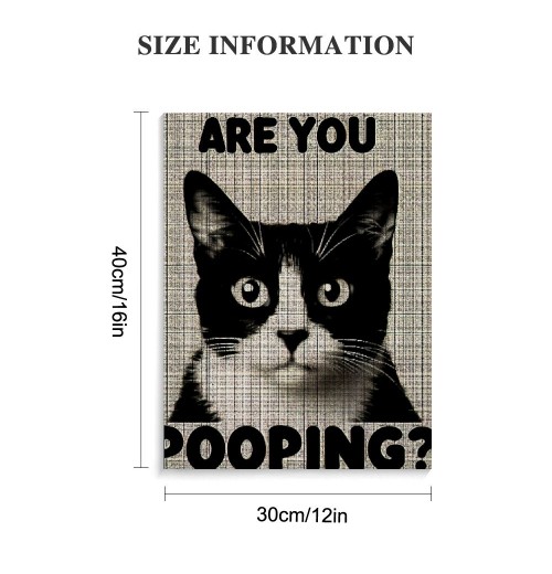 QKZF Cat Are You Pooping Sign Cat Wall Decor Cat Lovers Gift Modern Wall Art Framed For Bathroom Restroom Toilet Home Bar Restaurant Cafe Shop