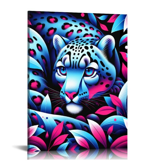 QKZF Canvas Wall Art,Fantasy Leopard Print Canvas Painting for Bedroom Living Room Kitchen Bathroom Corridor Dining Room Hotel Decor