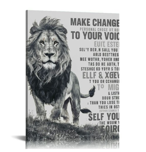 QKZF Canvas Wall Art Pictures for Wall Inspirational Lion Quotes - Painting Wall Décor for Bathroom Bedroom Office Framed Artwork