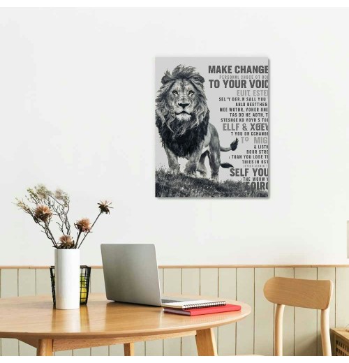 QKZF Canvas Wall Art Pictures for Wall Inspirational Lion Quotes - Painting Wall Décor for Bathroom Bedroom Office Framed Artwork