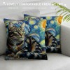 PHYHOO Abstract Cat Throw pillow Cover Funny Cat Throw pillowcase for Couch Sofa Bed Bedroom Car Living Decor Van Gogh Art