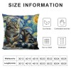 PHYHOO Abstract Cat Throw pillow Cover Funny Cat Throw pillowcase for Couch Sofa Bed Bedroom Car Living Decor Van Gogh Art