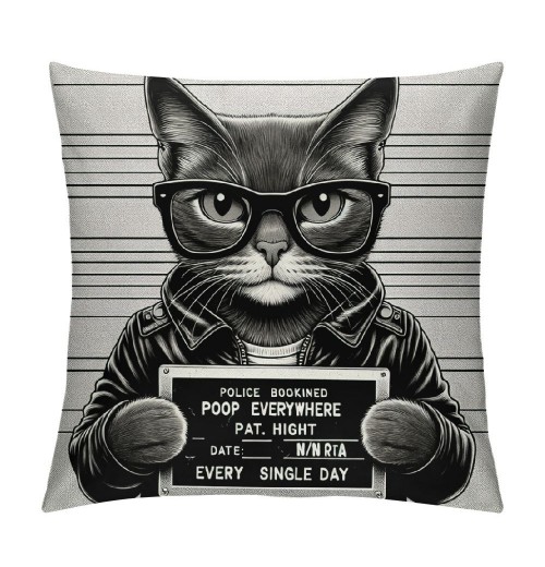 PHYHOO cat Sunglasses Holding Sign Soft Throw pillow Covers Cushion Cover Decor for Sofa Bed Cat Lover Gifts, Cat pillow Cover