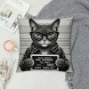 PHYHOO cat Sunglasses Holding Sign Soft Throw pillow Covers Cushion Cover Decor for Sofa Bed Cat Lover Gifts, Cat pillow Cover