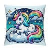 PHYHOO Unicorn pillow Covers Lovely Cartoon Pattern Pink Background Throw pillowcase for Home Decor