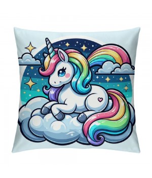 PHYHOO Unicorn pillow Covers Lovely Cartoon Pattern Pink Background Throw pillowcase for Home Decor