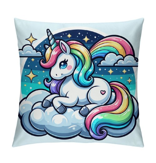 PHYHOO Unicorn pillow Covers Lovely Cartoon Pattern Pink Background Throw pillowcase for Home Decor