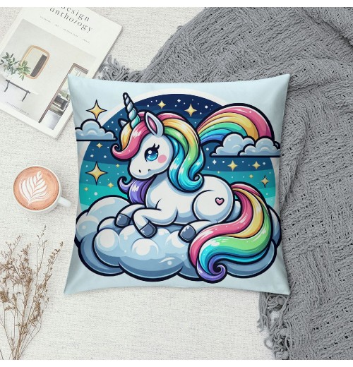 PHYHOO Unicorn pillow Covers Lovely Cartoon Pattern Pink Background Throw pillowcase for Home Decor