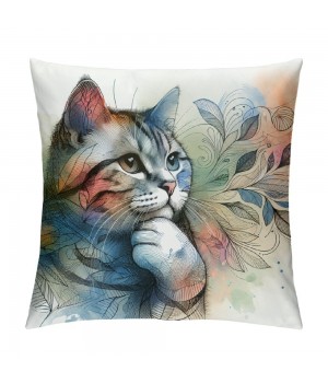 PHYHOO Yellow Vintage cat Throw pillow Covers, Cute cat pillowcase ,Cat , Cat pillow Cover, Cat Mom for Women,