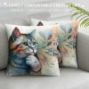 PHYHOO Yellow Vintage cat Throw pillow Covers, Cute cat pillowcase ,Cat , Cat pillow Cover, Cat Mom for Women,