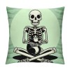 PHYHOO Skull and pillow Covers Hallowmas Thanksgiving Farmhouse Outdoor Throw pillowcase Sofa Decorative Cushion Case（Green）