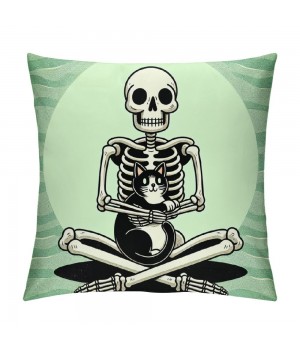 PHYHOO Skull and pillow Covers Hallowmas Thanksgiving Farmhouse Outdoor Throw pillowcase Sofa Decorative Cushion Case（Green）