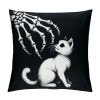 PHYHOO Gift， Skull Hand and Gray Cat Throw pillow Covers Hallowmas Farmhouse Outdoor Room Throw pillowcase Short Plush Sofa Couch Decorative Cushion Case