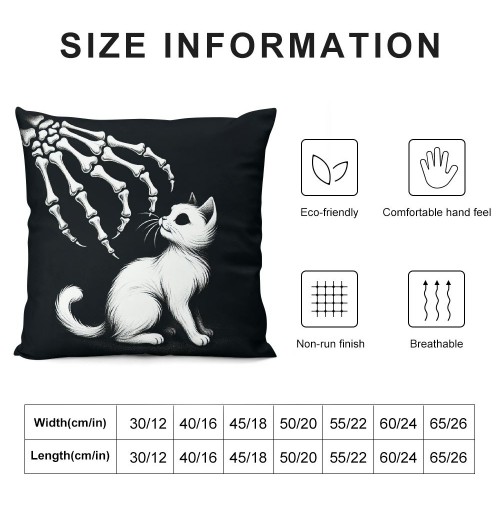 PHYHOO Gift， Skull Hand and Gray Cat Throw pillow Covers Hallowmas Farmhouse Outdoor Room Throw pillowcase Short Plush Sofa Couch Decorative Cushion Case