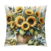 PHYHOO Sunflower pillow Covers Spring Summer Floral pillow Covers Sunflowers with Leaves Farmhouse pillow Case for Sofa Car Patio