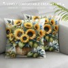 PHYHOO Sunflower pillow Covers Spring Summer Floral pillow Covers Sunflowers with Leaves Farmhouse pillow Case for Sofa Car Patio