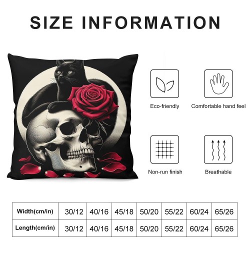 PHYHOO Red Rose Skull and pillow Covers Hallowmas Thanksgiving Farmhouse Outdoor Room Throw pillowcase Short Plush Sofa Couch Decorative Cushion Case