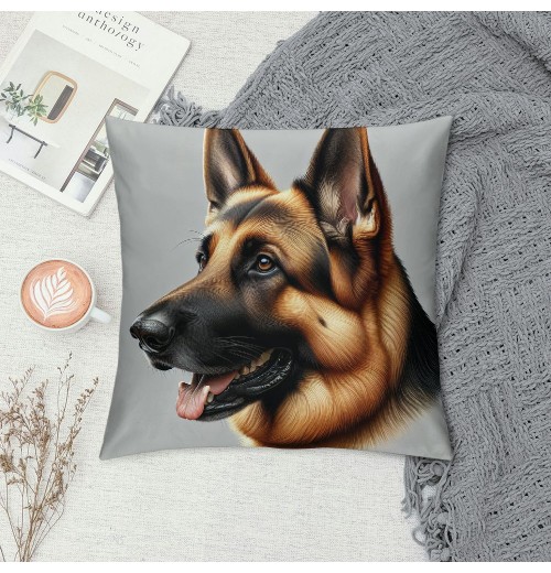 PHYHOO Short Plush pillow Covers,German Shepherd Double-Sided Print Square Cushion Cases for Sofa Bedroom Car Decorative