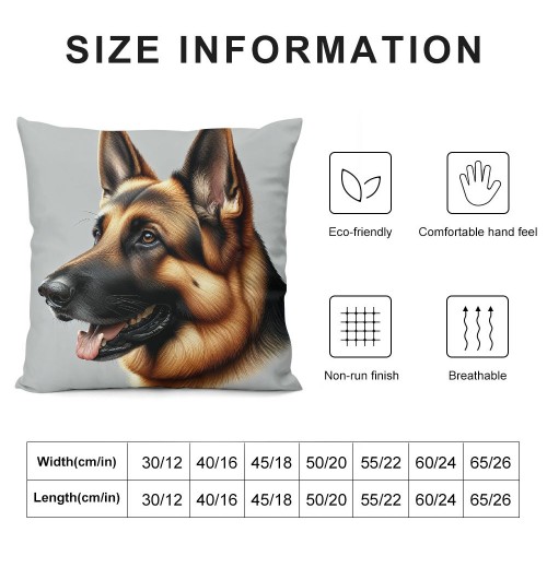 PHYHOO Short Plush pillow Covers,German Shepherd Double-Sided Print Square Cushion Cases for Sofa Bedroom Car Decorative