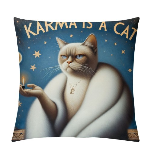 PHYHOO Cute Cat Throw pillow Covers Fan Singer for Women Cat Mom Teacher pillow Covers Home Office Couch Sofa Bed Living Room Decor