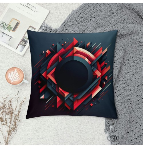 PHYHOO Short Plush pillow Covers,Red and Black Abstract Background Double-Sided Print Square Cushion Cases for Sofa Bedroom Car Decorative