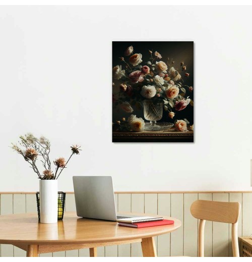 QKZF Canvas Wall Art Hoom Decor, Vintage Flower Painting Prints Room Wall Decor, Kitchen Office Farmhouse Bathroom Decor Wall Art