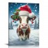 QKZF Canvas Print Wall Art Decor,Christmas Cow Wall Art Print, Print Wall Decor, Suitable For Office Study Wall Decoration