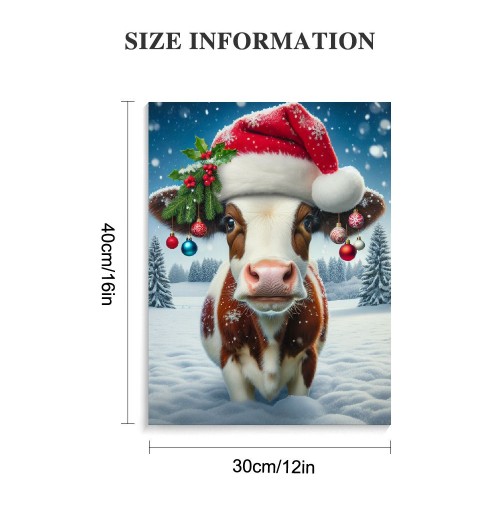 QKZF Canvas Print Wall Art Decor,Christmas Cow Wall Art Print, Print Wall Decor, Suitable For Office Study Wall Decoration