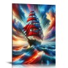 QKZF Canvas Print Wall Art Decor,Sailing Ship On Sea Wall Art Print, Print Wall Decor, Suitable For Office Study Wall Decoration