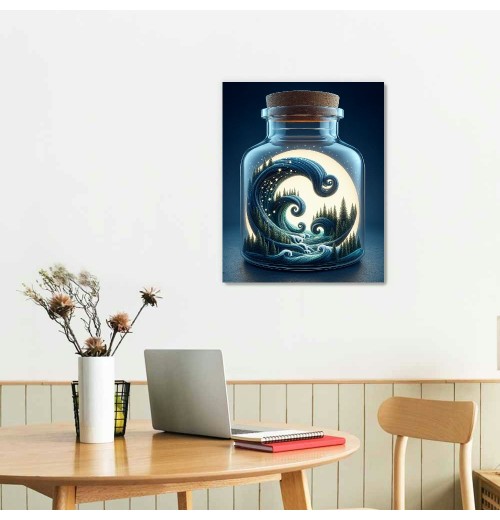 QKZF Canvas Wall Art,Moon In Cup Print Canvas Painting for Bedroom Living Room Kitchen Bathroom Corridor Dining Room Hotel Decor