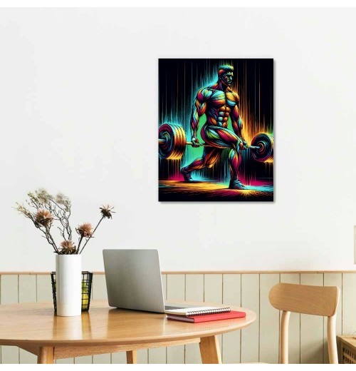 QKZF Canvas Wall Art,Man Lifting Weights Print Canvas Painting for Bedroom Living Room Kitchen Bathroom Corridor Dining Room Hotel Decor