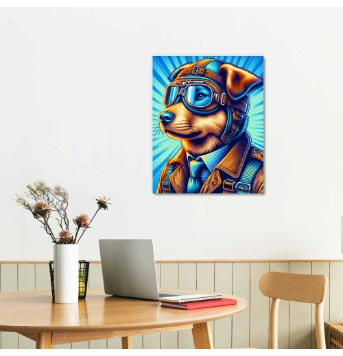 QKZF Canvas Wall Art,Dog Looking Out Print Canvas Painting for Bedroom Living Room Kitchen Bathroom Corridor Dining Room Hotel Decor