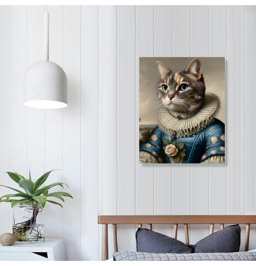 QKZF Canvas Wall Art,Cat In Oil Painting Print Canvas Painting for Bedroom Living Room Kitchen Bathroom Corridor Dining Room Hotel Decor