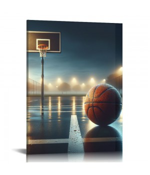 QKZF Canvas Wall Art,Basketball Court Print Canvas Painting for Bedroom Living Room Kitchen Bathroom Corridor Dining Room Hotel Decor