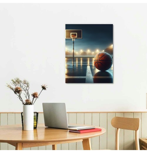 QKZF Canvas Wall Art,Basketball Court Print Canvas Painting for Bedroom Living Room Kitchen Bathroom Corridor Dining Room Hotel Decor